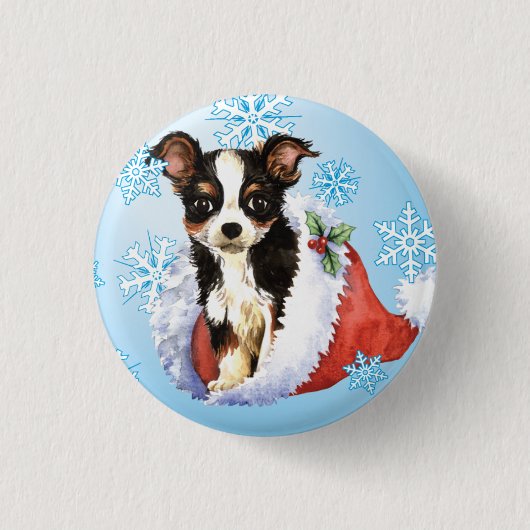 Happy Howliday Long Coat Chihuahua Ronde Button 3,2 Cm (Voorkant)