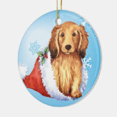 Happy Howliday Longhaire Dachshund Keramisch Ornament (Links)