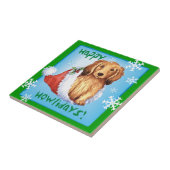 Happy Howliday Longhaire Dachshund Tegeltje (Zijkant)