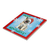 Happy Howliday Noorse Elkhound Ceramic Tile Tegeltje (Zijkant)