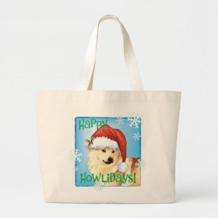 Happy Howliday Norwegian Buhund Grote Tote Bag