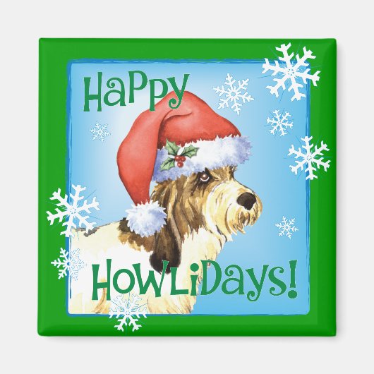 Happy Howliday PBGV Magneet (Voorkant)
