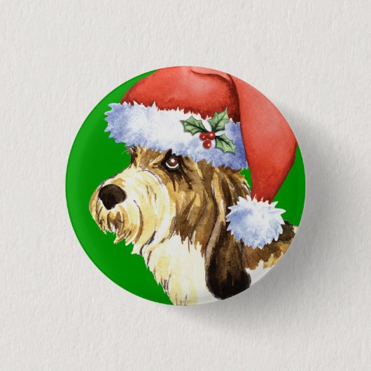 Happy Howliday PBGV Ronde Button 3,2 Cm (Voorkant)