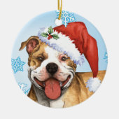 Happy Howliday Pit Bull Terrier Keramisch Ornament (Voorkant)