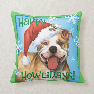 Happy Howliday Pit Bull Terrier Kussen