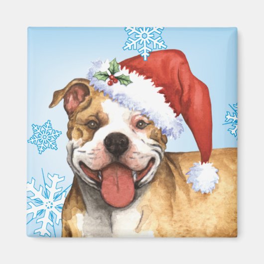 Happy Howliday Pit Bull Terrier Magneet (Voorkant)