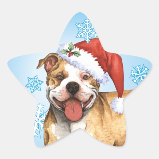 Happy Howliday Pit Bull Terrier Ster Sticker (Voorkant)