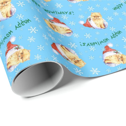 Happy Howliday Pomeranian Cadeaupapier (Rol Hoek)