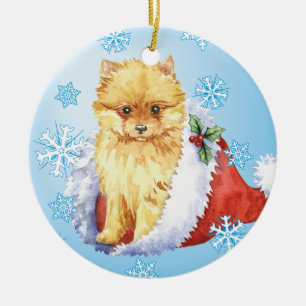 Happy Howliday Pomeranian Keramisch Ornament