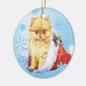 Happy Howliday Pomeranian Keramisch Ornament (Links)