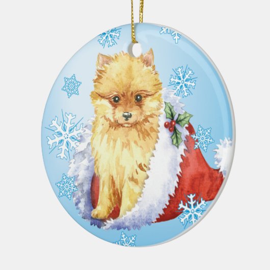 Happy Howliday Pomeranian Keramisch Ornament (Links)