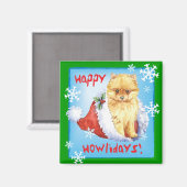 Happy Howliday Pomeranian Magneet (Voorkant / Achterkant)