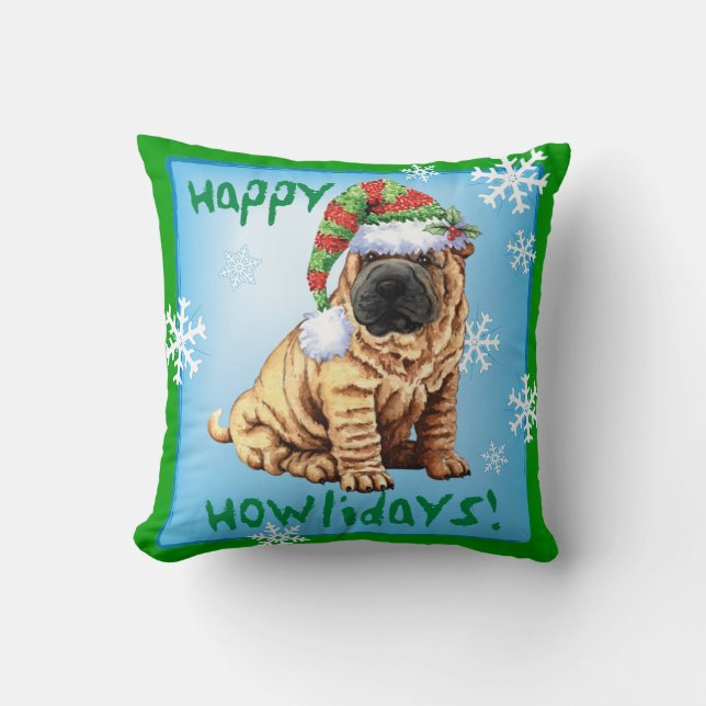 Happy Howliday Shar-Pei Kussen (Voorkant)