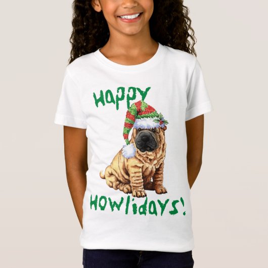 Happy Howliday Shar-Pei T-shirt (Voorkant)