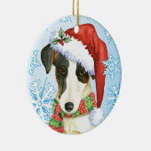 Happy Howliday Smooth Fox Terrier Keramisch Ornament (Rechts)