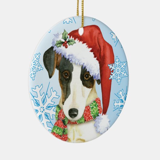 Happy Howliday Smooth Fox Terrier Keramisch Ornament (Rechts)