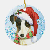 Happy Howliday Smooth Fox Terrier Keramisch Ornament (Voorkant)