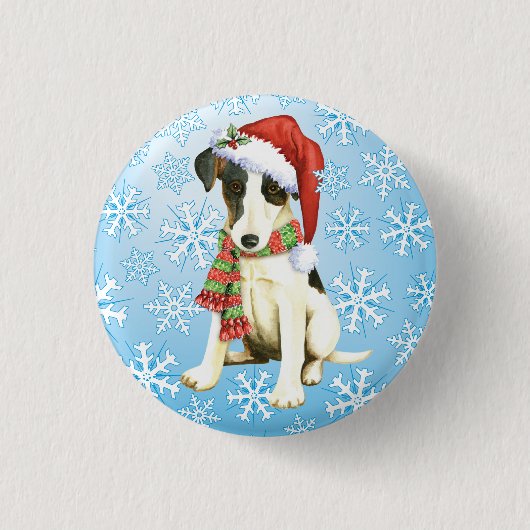 Happy Howliday Smooth Fox Terrier Ronde Button 3,2 Cm (Voorkant)