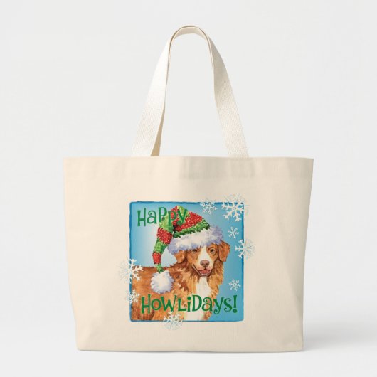 Happy Howliday Toller Grote Tote Bag (Voorkant)