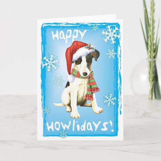 Happy Howliday Vloeiende Fox Terrier Feestdagen Kaart (Voorkant)
