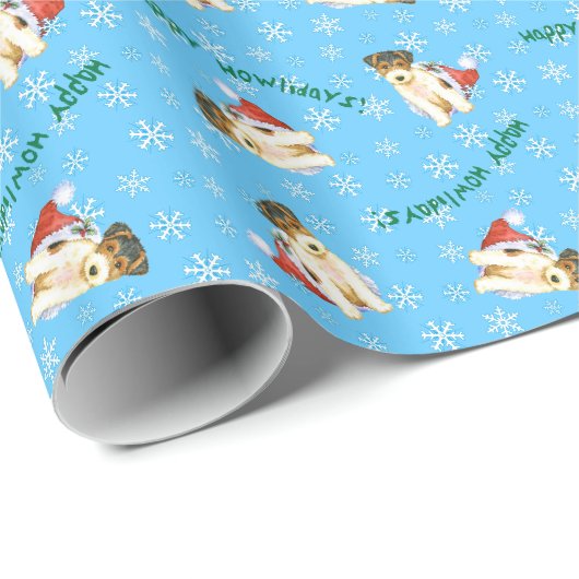 Happy Howliday Wire Fox Terrier Cadeaupapier (Rol Hoek)