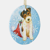Happy Howliday Wire Fox Terrier Keramisch Ornament (Rechts)
