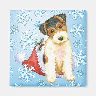 Happy Howliday Wire Fox Terrier Magneet