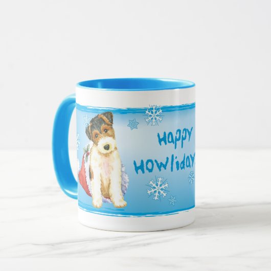 Happy Howliday Wire Fox Terrier Mok (Voorkant links)