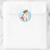 Happy Howliday Wire Fox Terrier Ronde Sticker (Tas)