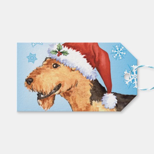 Happy Howlidays Airedale Cadeaulabel (Voorkant (Horizontaal))
