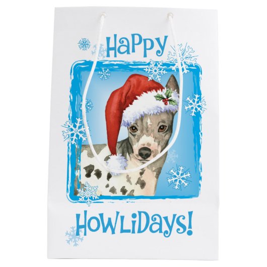 Happy Howlidays American Hairless Terrier Medium Cadeauzakje (Achterkant)