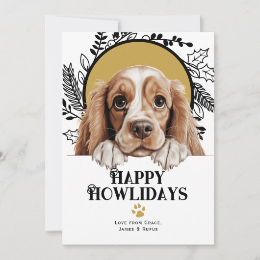 Happy Howlidays Amerikaanse Cocker Spaniel Kerstmi Feestdagenkaart (Voorkant)