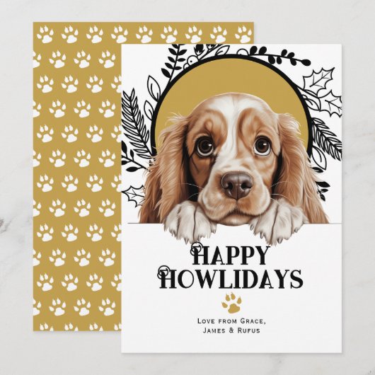 Happy Howlidays Amerikaanse Cocker Spaniel Kerstmi Feestdagenkaart (Voorkant / Achterkant)