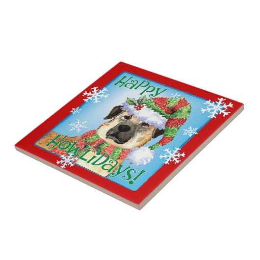 Happy Howlidays Anatolian Shepherd Ceramic Tile Tegeltje (Zijkant)
