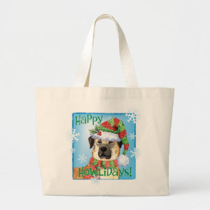 Happy Howlidays Anatolian Shepherd Grote Canvas ta Grote Tote Bag