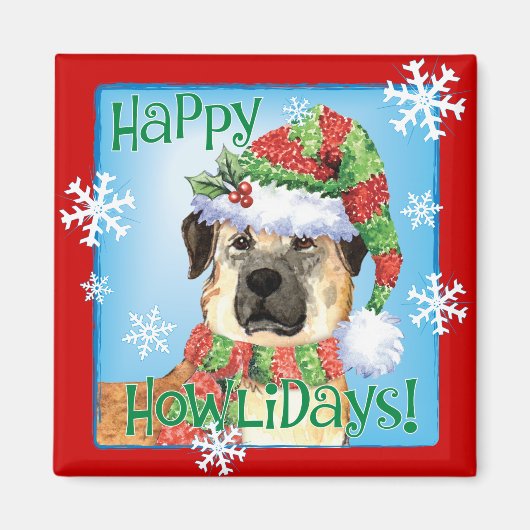 Happy Howlidays Anatolian Shepherd Magnet (Voorkant)