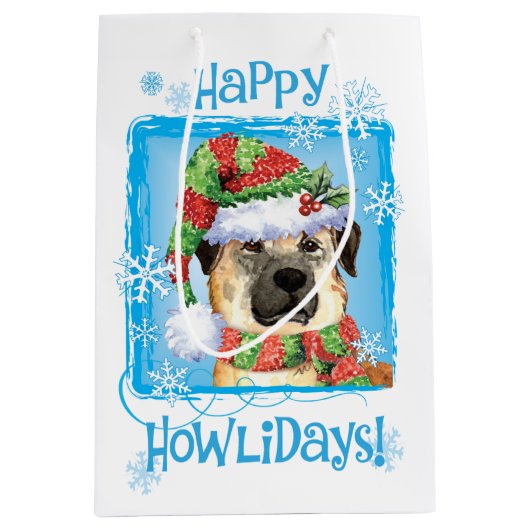 Happy Howlidays Anatolian Shepherd Medium Gift Bag Medium Cadeauzakje (Voorkant)