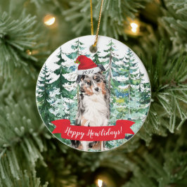 Happy Howlidays Australian Shepherd Dog Kerstmis Keramisch Ornament