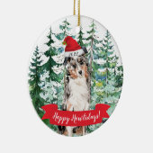 Happy Howlidays Australian Shepherd Dog Kerstmis Keramisch Ornament (Rechts)