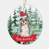 Happy Howlidays Australian Shepherd Dog Kerstmis Keramisch Ornament (Links)