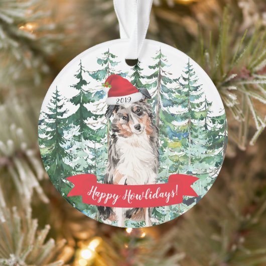 Happy Howlidays Australian Shepherd Dog Kerstmis Ornament (Boom)