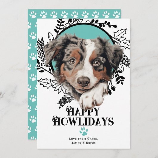 Happy Howlidays Australiër Cattle Dog Kerstmis Feestdagenkaart (Voorkant / Achterkant)