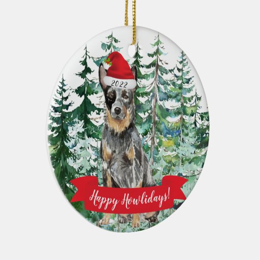 Happy Howlidays Australiër Cattle Dog Kerstmis Keramisch Ornament (Rechts)