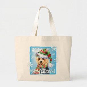 Happy Howlidays Australische Terrier Large Canvas Grote Tote Bag