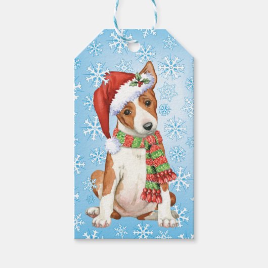 Happy Howlidays Basenji Cadeaulabel (Voorkant)