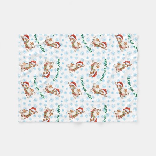 Happy Howlidays Basenji Fleece Blanket (Voorkant (Horizontaal))