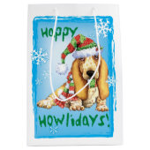 Happy Howlidays Basset Medium Cadeauzakje (Voorkant)