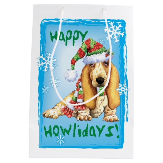 Happy Howlidays Basset Medium Cadeauzakje (Achterkant)