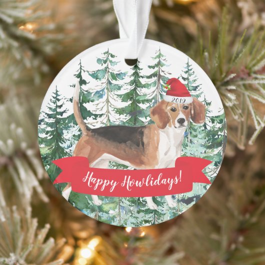 Happy Howlidays Beagle Dog Kerstmis Ornament (Boom)