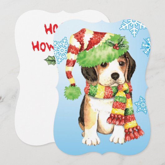 Happy Howlidays Beagle Feestdagenkaart (Voorkant / Achterkant)